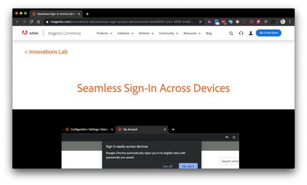 Magento Innovation Lab Seamless Sign-In